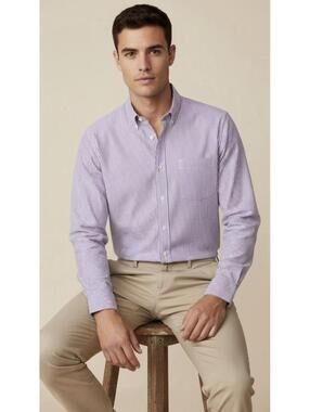 J.CREW Men’s Vintage Striped Tailored Fit Cotton Shirt In Purple|White-Size XL